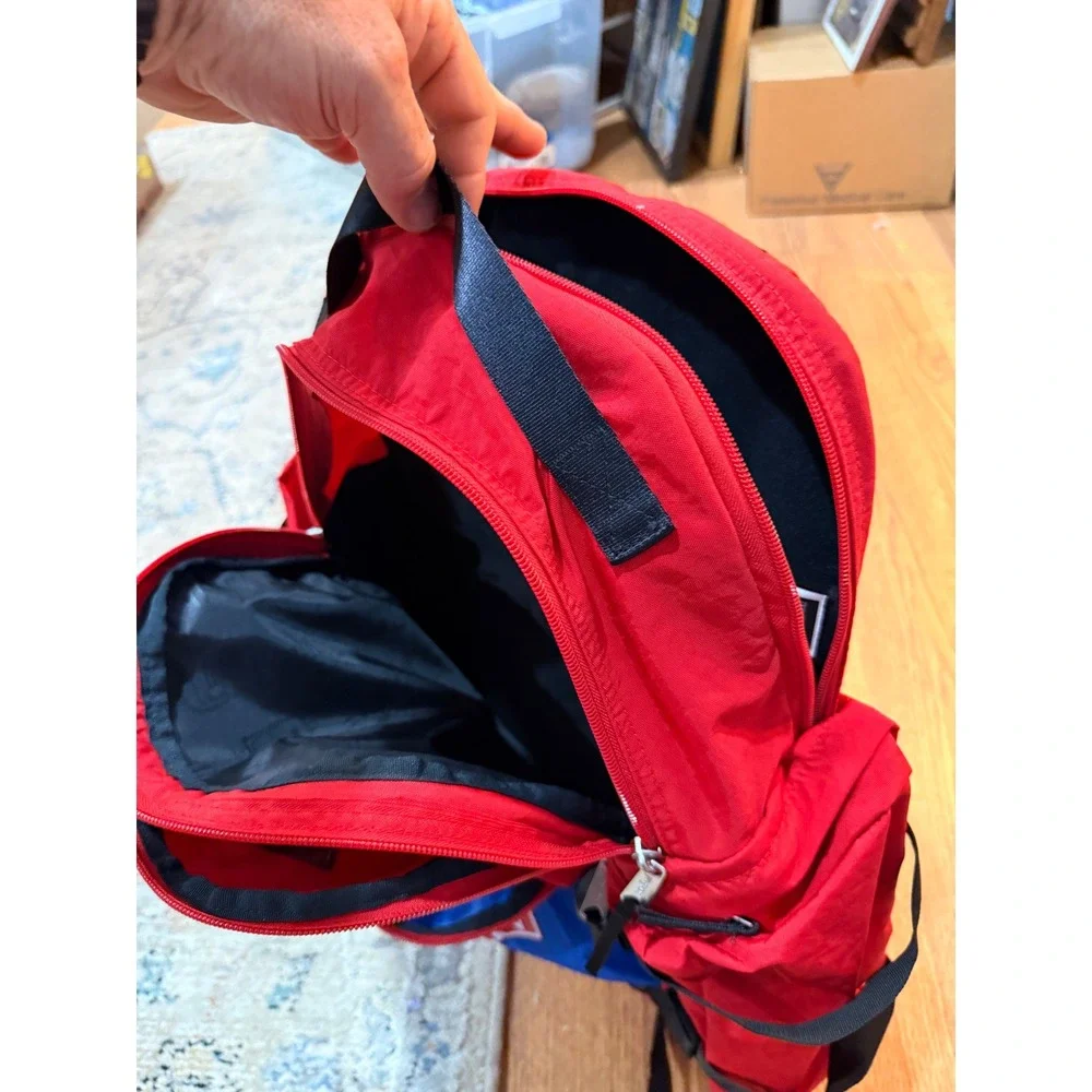 JanSport Red Blue Multi Pocket Backpack Adjustable Straps Travel School Bag